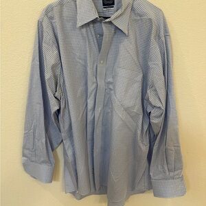 Men's Eagle Light Blue Micro-Check Dress Shirt - Classic Collared Long Sleeve